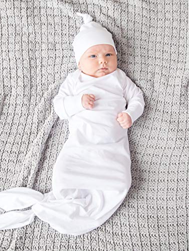 Image of Colored Organics Baby Organic Cotton Knotted Gown - Infant Nightgown with Mitten Cuffs