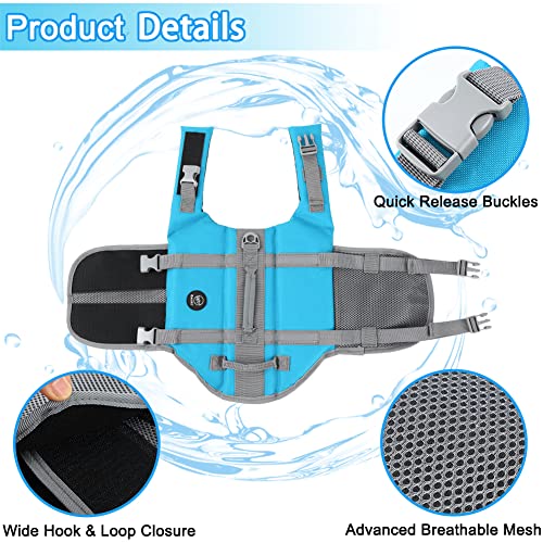 Emust Life Jackets For Dogs, Adjustable Small/Medium/Large Dog Swim Vest For Water Safety Pet Life Vest With Rescue Handle Safety Vest For Swimming Pool Beach Boating, Xl, Newsolidblue #TOP2