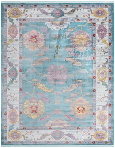 Tapete decorativo rectangular 8'2 x 10' azul aqua miniatura 3