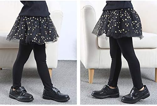 Little Girls Footless Leggings with Tutu Ruffle Twinkle Star Skirt Stretchy Cotton Pantskirt - Image 4