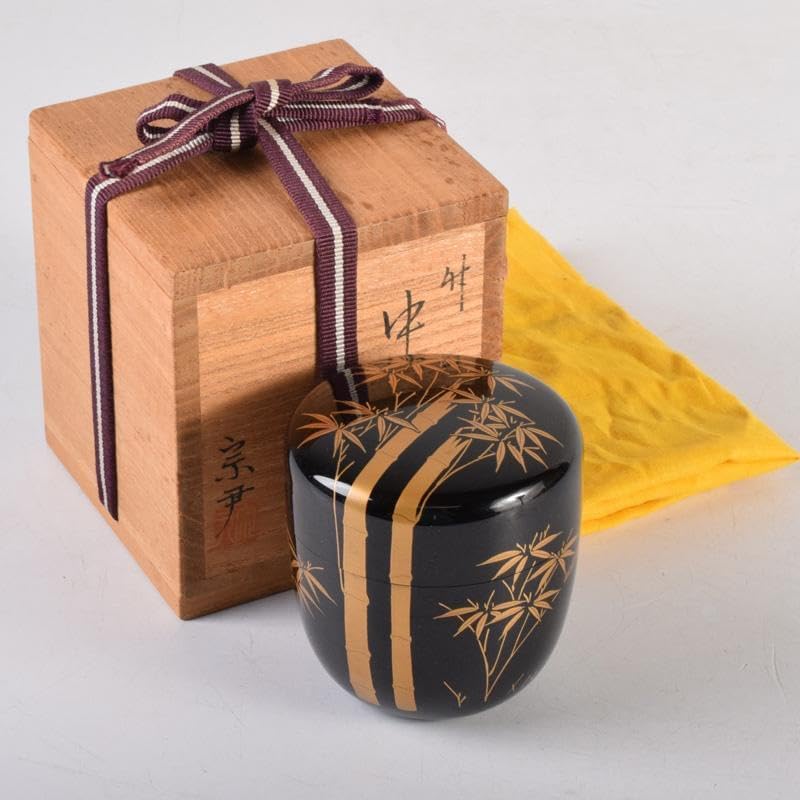 茶道具　加賀蒔絵師　中村宗尹作　竹蒔絵　中棗　共箱　V　7919 茶道具 加賀蒔絵師 中村宗尹作 竹蒔絵 中棗 共箱 V 7919 【公式通販】