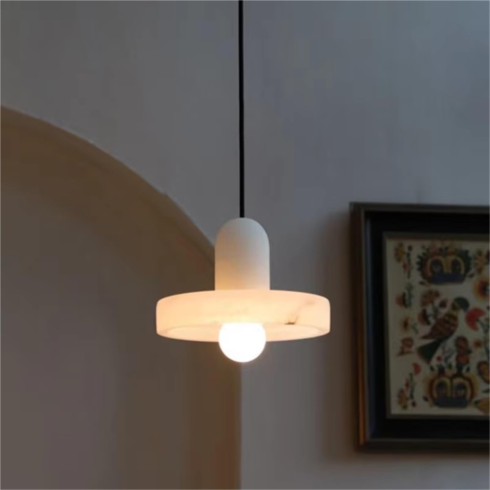 ASerZenith Marble Restaurant Small Chandelier Copper Pendant Lighting Bedroom Bedside Led Hanging Lamp,Warm Light-18Cm