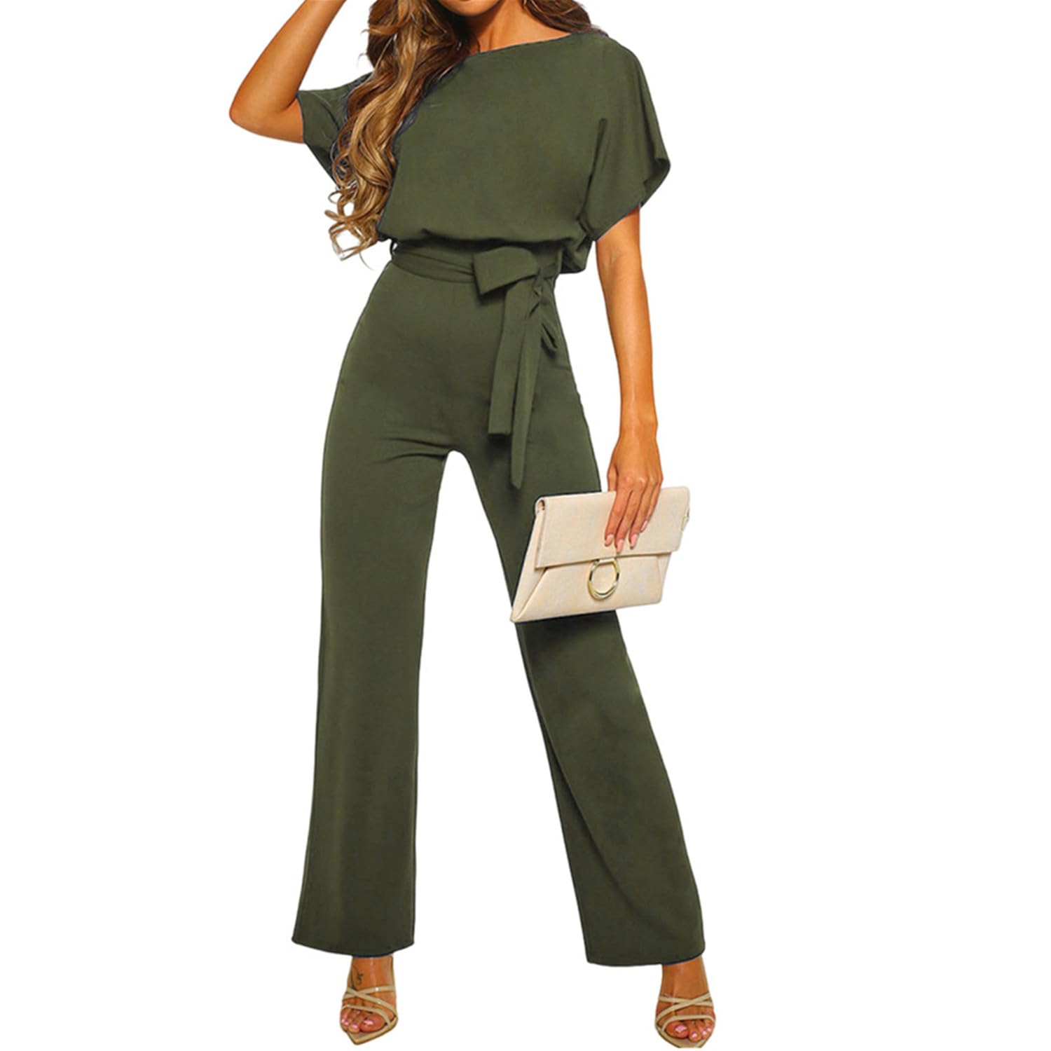 Tute da Donna Monopezzi e Tutine da Donna Lunghe a Gamba Larga con Cintura Pantaloni Lungo Elegante Jumpsuit