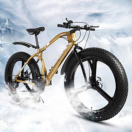 Topyl Mountain Bikes,26 Inch Fat Tire Hardtail Mountain Bike,Dual Suspension Frame And Suspension Fork All Terrain Mountain Bicycle White 3 Spoke 26",21-Speed #TOP6