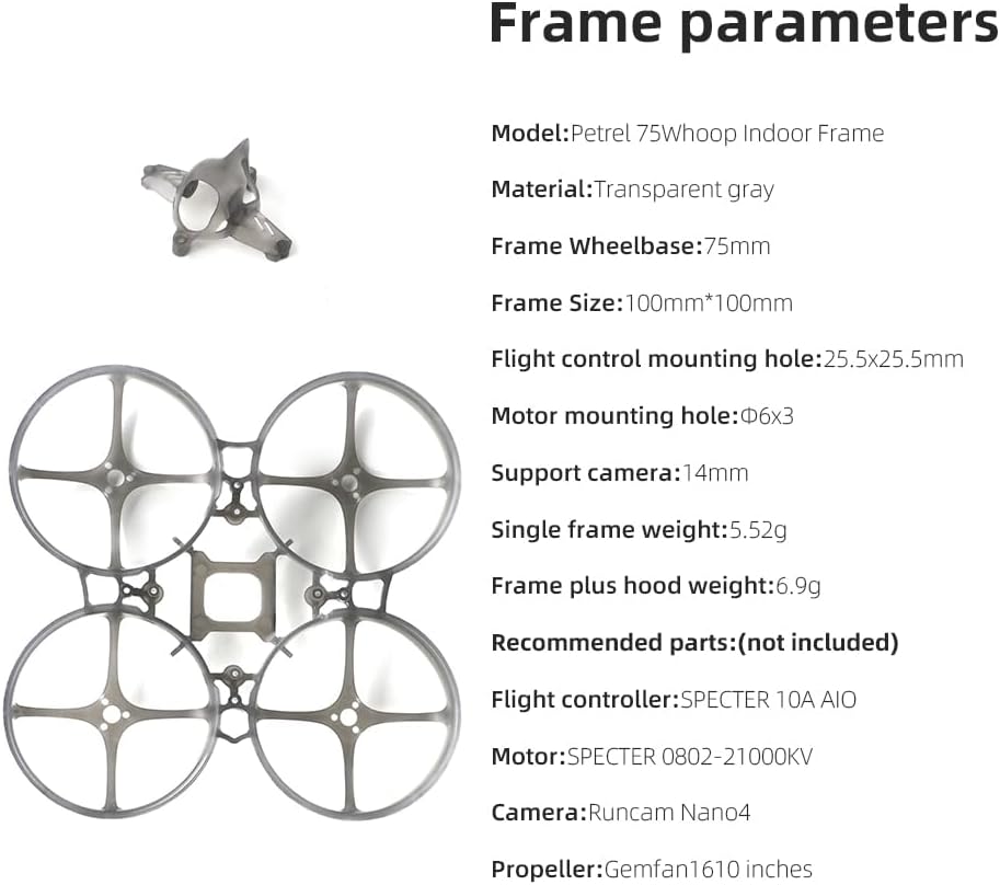HGLRC 75Whoop V2 with Hood Kit, Ultra-light Indoor Frame FPV Racing Drone