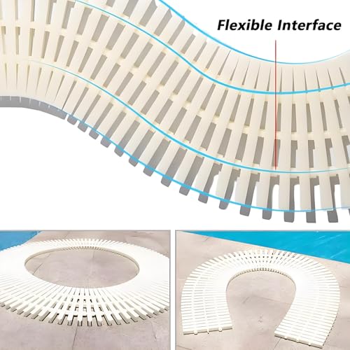 Swimming Pool Drainage Overflow Grate, Flexible UV Resistance ABS Plastic Grate Cover, Shower Sewer Outlet, Driveways Patios Pool Decks Channel Drain Grate,25x100CM-6Pieces - Image 5