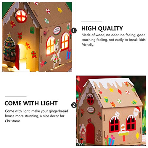 Decoração de mesa de madeira para casa de Natal ExCEART com iluminação de madeira, decoração de alde