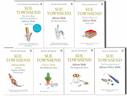 Adrian Mole collection 8 Books set. (Sue Townsend Adrian Mole series collection set.) (The secret diary of Adrian Mole aged 13 ¾, the Growing pains of Adrian Mole, True confessions of Adrian Albert Mole, Adrian Mole: the wilderness year, Adrian Mole the cappuccino year, the lost diaries of Adrian Mole 1999-2001, Adrian Mole and the weapons of Mass Destruction and Adrian Mole the Prostrate year)