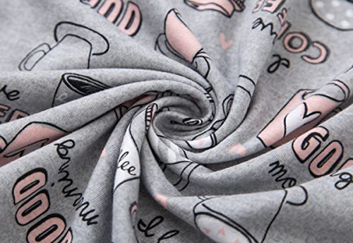 Quch Nightgowns For Women Cotton Womens Nightgown Short Sleeves Sleep Shirts Women's Sleepwear Print Pajama Night Shirts Gray Cup Xl #TOP6
