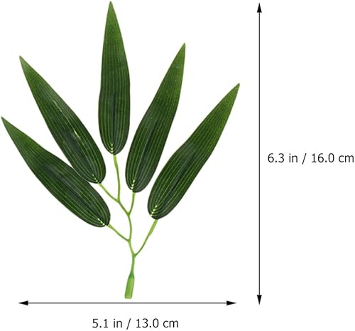 Miniatura 3 de ARTIBETTER 100 hojas artificiales de bambú, plantas verdes falsas, ramas de plástico, hojas verdes para el hogar, hotel, oficina, decoración de boda