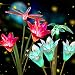 Anpro Outdoor Solar LED Flower Garden Light, Garden Decor with 6 Lily Flower and Butterflies Combination Decorative Lights Multi-Color Changing LED Solar Stake Lights for Garden, Patio, Backyard
