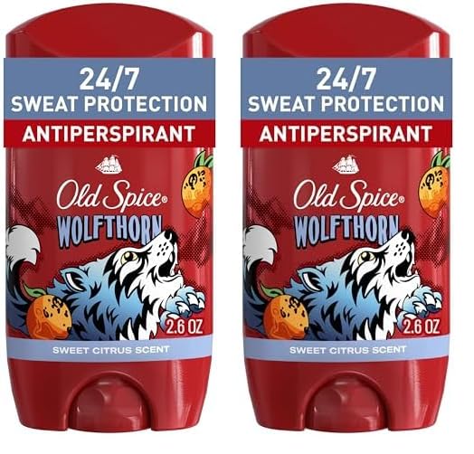Old Spice Aluminum Free Deodorant for Men, 24/7 Odor Protection, 24/7 Freshness & Lasting Scent, Goes on Clear, Wolfthorn with Sweet Citrus Scent, 2.6 oz (Pack of 2)