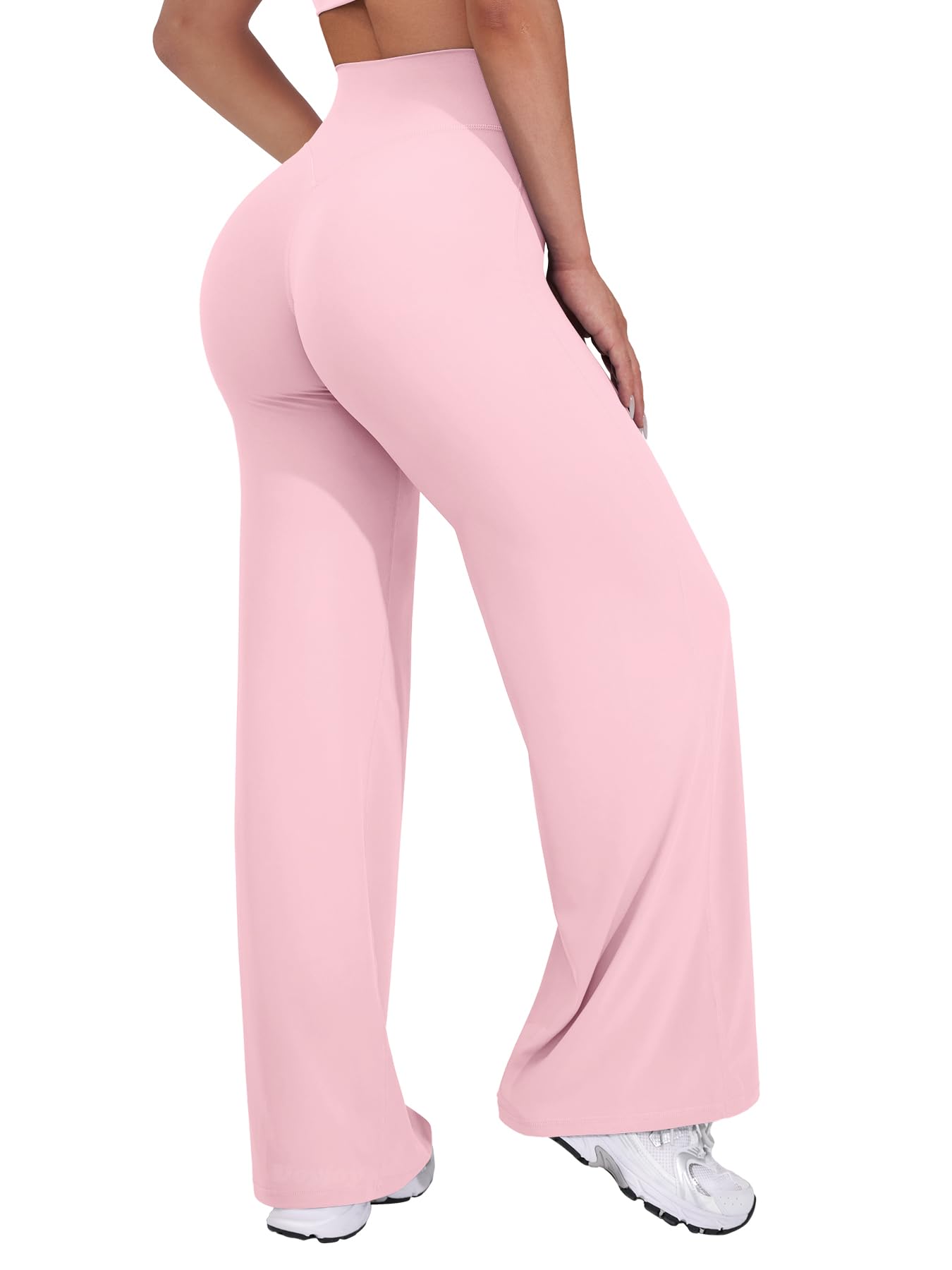 VOYJOY Straight Leggings Bottoms Wide Leg Pants for Women 29 31 5 33 35 High Waist Stretch Casual