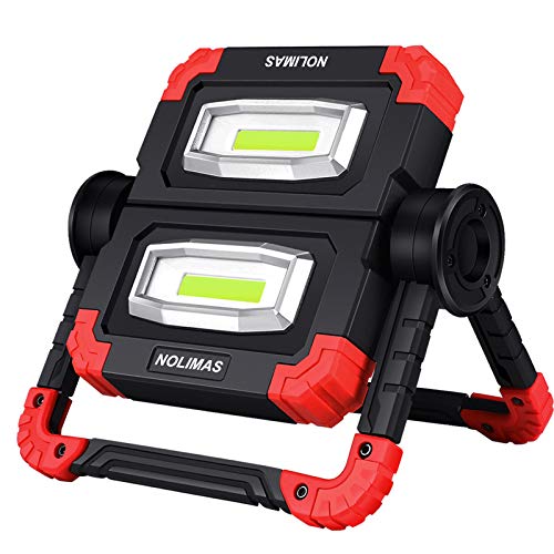 Portable LED Work Light,2 COB 2000LM USB Rechargeable Flood Lights Waterproof 360°Rotation Folding Stand Working Light for Car Repairing,Camping,Hiking Emergency,Backpacking,Fishing & Job Site Light