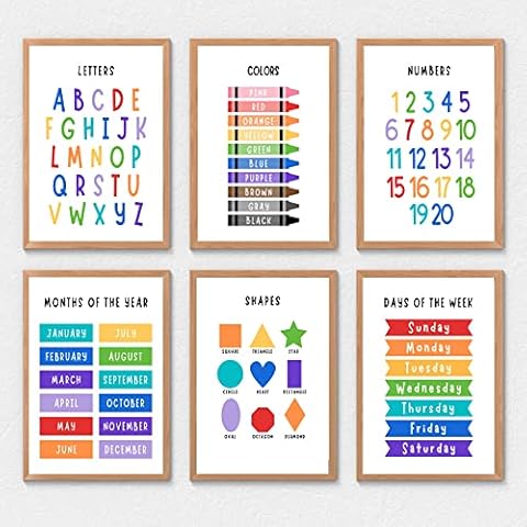 AUNMER Educational Preschool Posters ,Number Alphabet Timetable Posters Toddler Kids Classroom Learning Decorations Nursery Homeschool Kindergarten Playroom Teaching Poster 11X14 inch Cover
