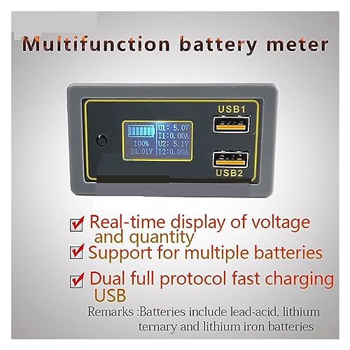 Testeur de capacité de batterie plomb lithium 6-30V voltmètre ampèremètre USB