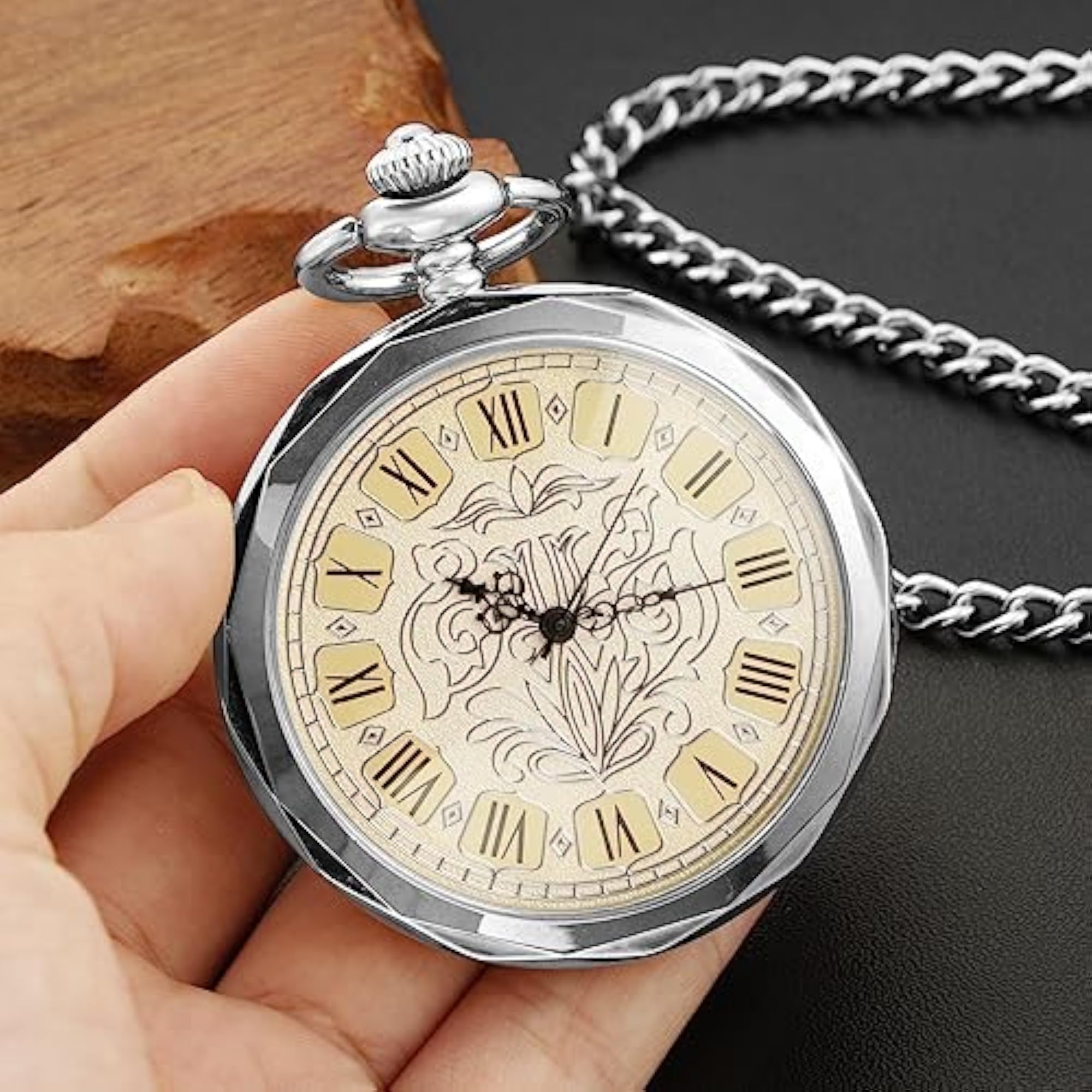 Men's Mechanical Pocket Watch with Roman Numeral Pointer