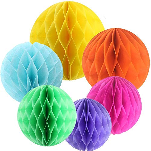 Sopeace 12 Pcs 6 Colors 10 Inch, 6 Inch Honeycomb Tissue Paper Flower Balls, Tissue Paper Pom-Poms Flowers Craft Kit For Wedding Birthday Party And Baby Shower Decoration #TOP20