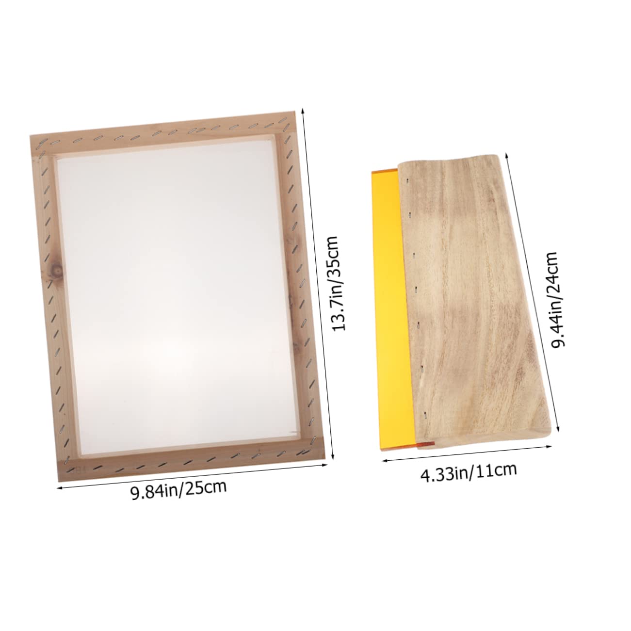 CORHAD 1Set Wooden Handle Ink Scraper for Board with Mesh Frame for Ink Application for Projects