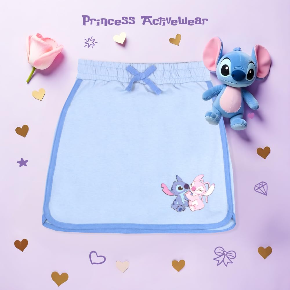 Disney Prinzessin, Lilo und Stitch, Minnie Mouse, Vaiana und Frozen Mädchen 2-teiliges Set - Kurzarm-T-Shirt und Skort für Kinder