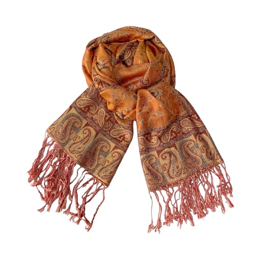 Image of Pashmina Scarf for Women Shawls and Wraps Reversible Paisley Vintage Jacquard Soft Silky Rave Scarves Men