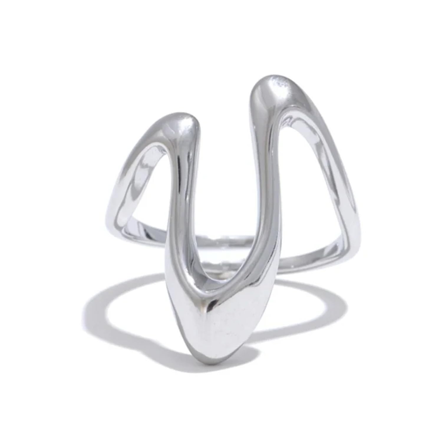 vama FASHIONS Unique Wave Style Stainless Steel Finger Ring Adjustable Size Trendy Open Design Fashion Jewelry Statement Accessory for Boys & Men-picture-11