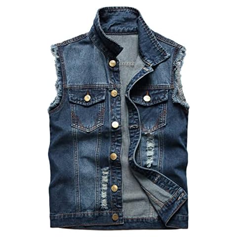 Gleicher Stil für Männer und FrauenJeansweste Männer Ärmellos Slim Fit Retro Zerrissene Lässige Jeansweste Beheizbare Sweatjacke Cover