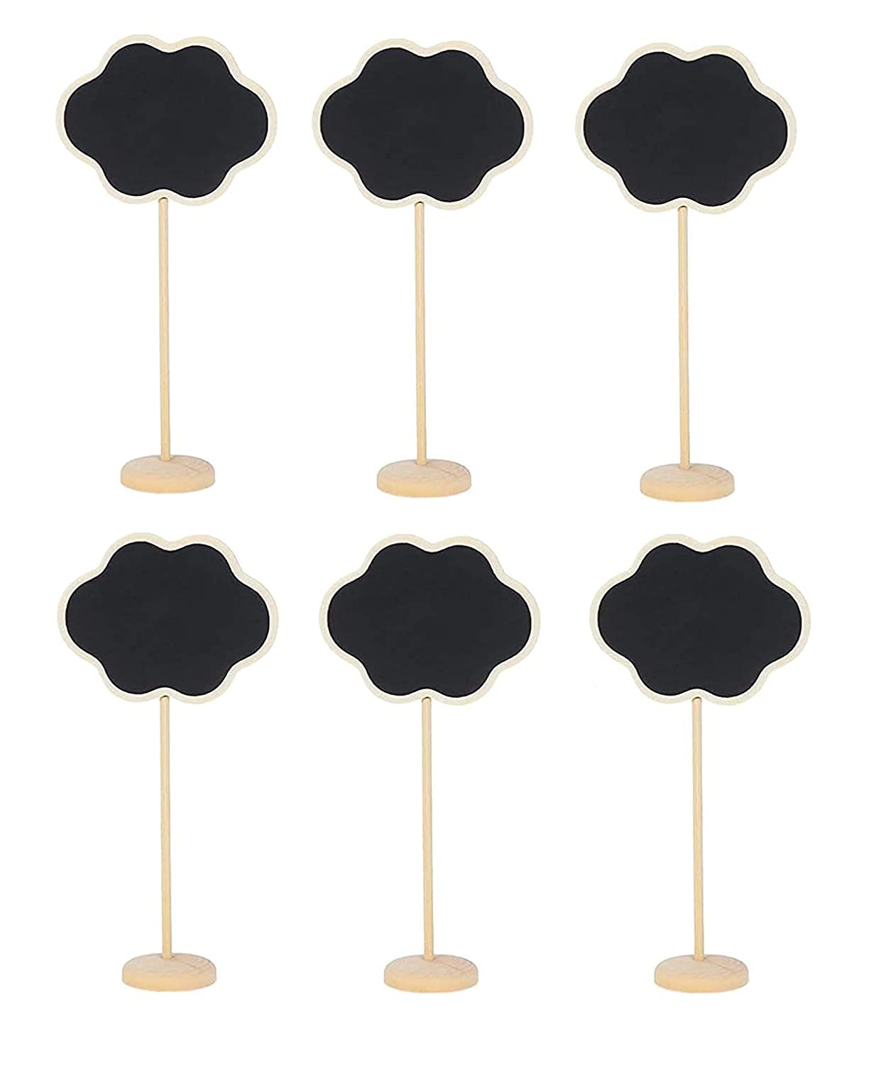 SATYAM KRAFT 6 Pcs Mini Chalkboard Signs Small Cloud Chalkboards Blackboard for Weddings, Message Board Signs, Kids Projects and Special Event Decorations (Design 2) Pack of 6
