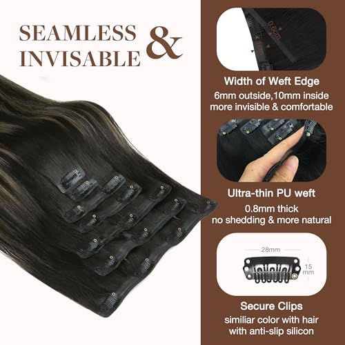 Image of GOO GOO Seamless Clip in Hair Extensions Real Human Hair Remy Extensions
