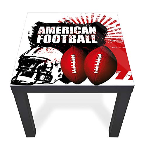 banjado Glas Abdeckplatte 55x55cm für Beistelltisch IKEA Lack - Couchtisch Motiv American Football - dekorative Glasplatte Tisch als Schutz - 4mm Sicherheitsglas - Made in EU