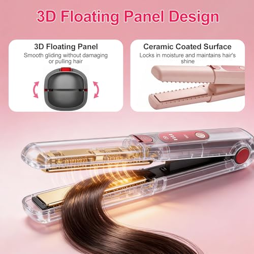 Plancha de Pelo Mini Inalámbrica 2 en 1 Rosa miniatura 3