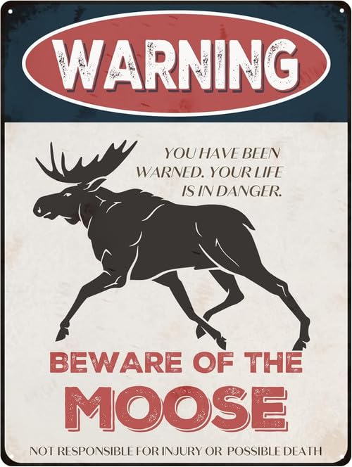 Horienteeon Moose Sign Beware of Moose Sign 14x20cm Aluminum Warning Signs for House Outdoor Club Yard Fence Funny Animal Signs for Wall Decor