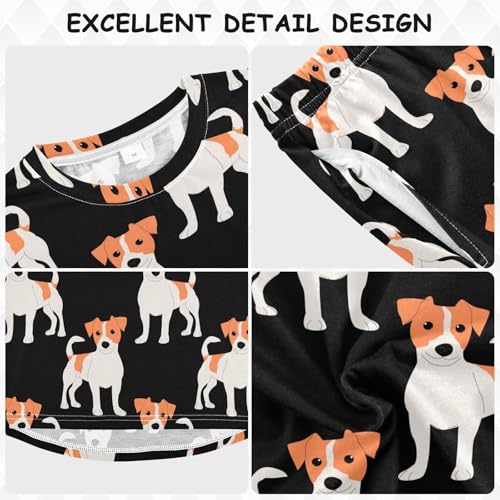 Long Sleeve Pajama Set for Girls Boys Kids,Dog Black Pet Comfy Nightwear Soft Loungewear,Family Matching PJs Underwear Set 3T3