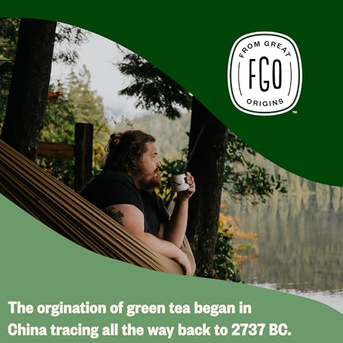 Image of FGO Organic Green Decaf Tea, 100 Count, Eco-Conscious Tea Bags, Resealable Bag, Caffeine Free, Packaging May Vary (Pack of 1)