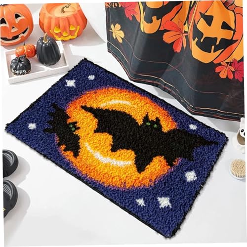 Kit de gancho de pestillo Bemonew de murciélagos para alfombra DIY de Halloween, 50x38 cm 3