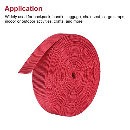 Image of MECCANIXITY Flat Nylon Webbing Strap 1 Inch 10 Yards Bright Red for Backpack, Luggage-rack