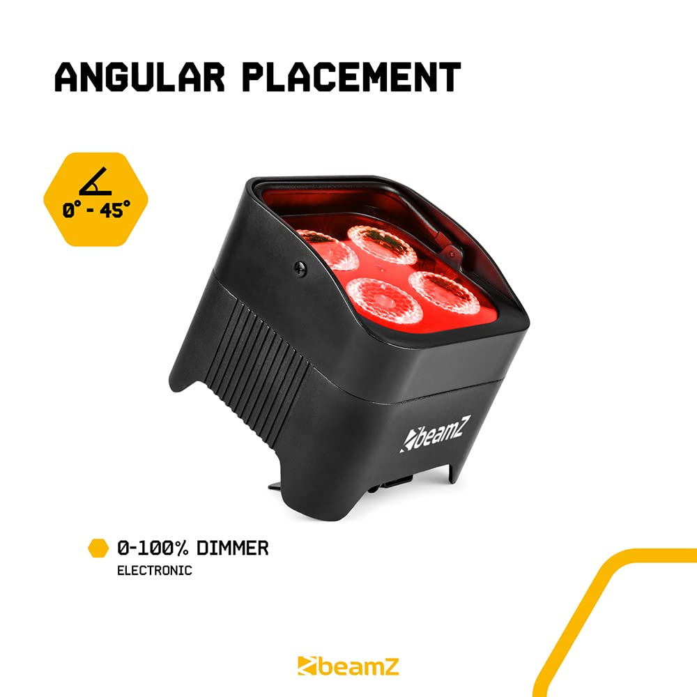 BeamZ BBP94W - Uplighter a batteria senza fili, rondella da parete LED da 48 W con controllo DMX, luce par alimentata a batteria ricaricabile per eventi, illuminazione verticale ed effetti di lavaggio
