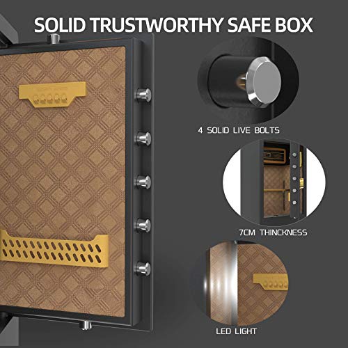 Nurxiovo Security Safe Box, 3.8 Cubic Feet Safe with Double Safety Key Lock and Password, Secret Cubby, Removable and Adjustable Shelf, for Home Office, Black - Thumbnail 2