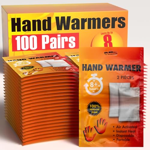 100 Bulk Hand Warmers for 8-10 Hours of Natural Heat | Homeless Care Package Supplies for Homeless, Donation | Disposable Hand Warmers 100 Pack