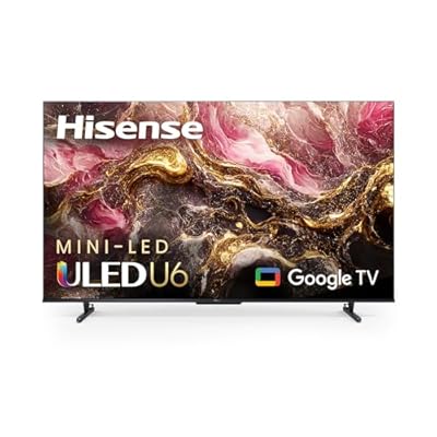 Hisense 65-Inch Class U6 Series Mini-LED ULED 4K UHD Google Smart TV (65U6K) - QLED, Full Array Local Dimming, Dolby Vision IQ?HDR 10+, VRR Game Mode Plus, 240 Motion Rate, Alexa Compatibility