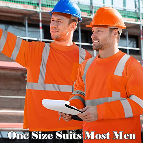 Amylove 4 Pcs Long Sleeve Safety Shirt High Visibility Reflective Construction Work Shirts for Men Women(XL,Orange) - Image 6