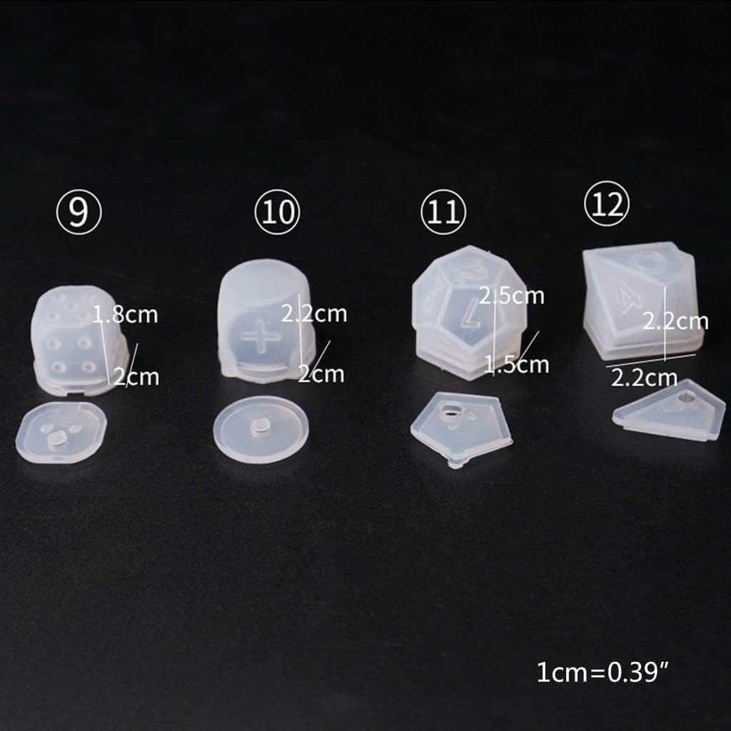 Epoxy Mold Dice Fillet Shape Resin Molds Digital Game Crafts Epoxy Resin Casting Molds for DIY Crafts Keychains Jewelry Making Jewelry Casting Supplies