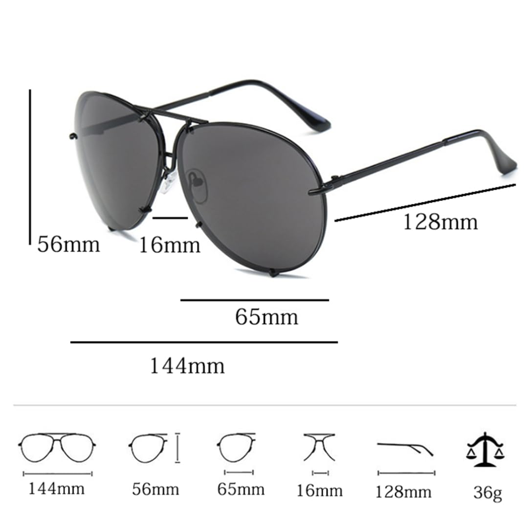 Sonnenbrille Damen Herren Metall Luxus Große Verlaufsgläser UV400