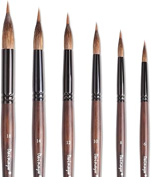 6 Pcs Extended Needle Point Brushes Set, Two Layer Liner Watercolor Brushes, Artist Brush for Art Detail, Leaves, Flower Drawing