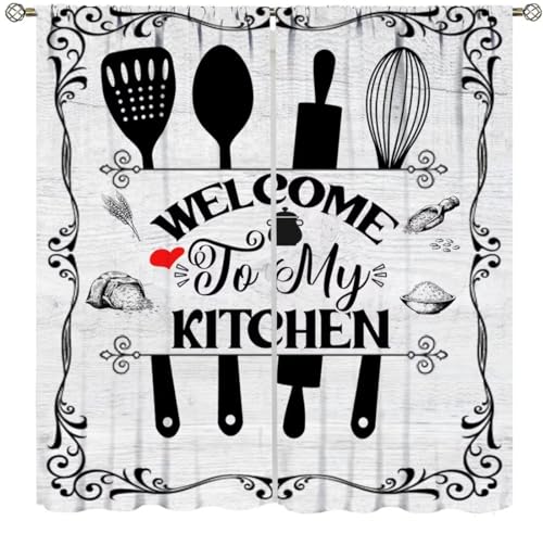 Rustic Farmhouse Vintage Wooden Wood Printed Window Treatments - 2