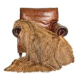 Fur Accents Wolf Skin Area Rug, Faux Fur Coyote Throw Blanket, Pelt Rug, Large Adult Size,