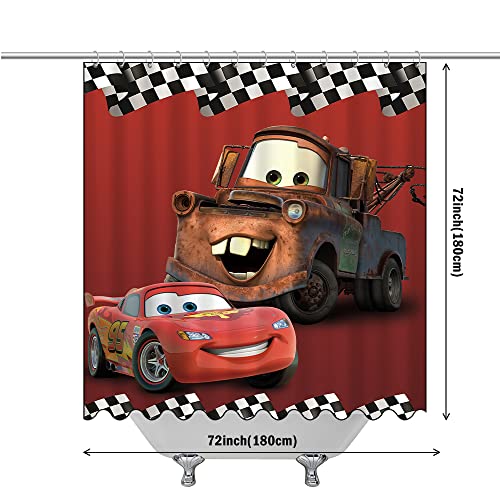 Norouov Red Racing Car Shower Curtain For Bathroom Red Gird Checkered Flag Shower Curtains For Bathroom Home Decor Campers Motels Hotels Dorms Kids Bathroom Decor Supplies 72 X 72 Inch #TOP4