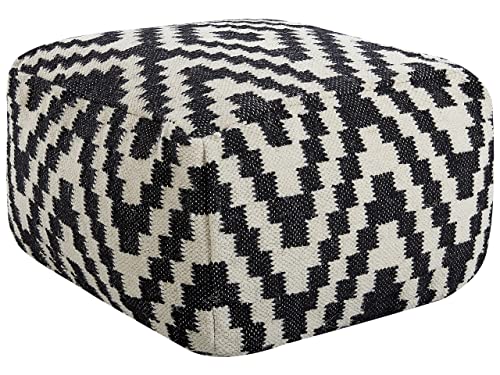 Puf de Lana Negro Blanco 56 x 56 cm EPS