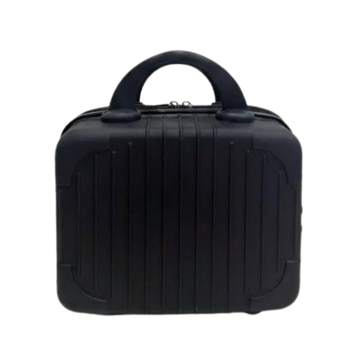 Hard Shell Vanity Case Set, Black, Ribbed Design, Travel Organizer with Interior Compartments.-image-38