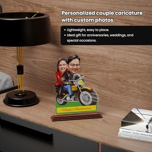 Image of SAVRI Personalized Acrylic Caricature for Couple - Custom Photo Gift (6x8 inches) - Romantic Table Decor, Unique Anniversary, Wedding & Valentine's Day Gift for Husband, Wife, Boyfriend, Girlfriend